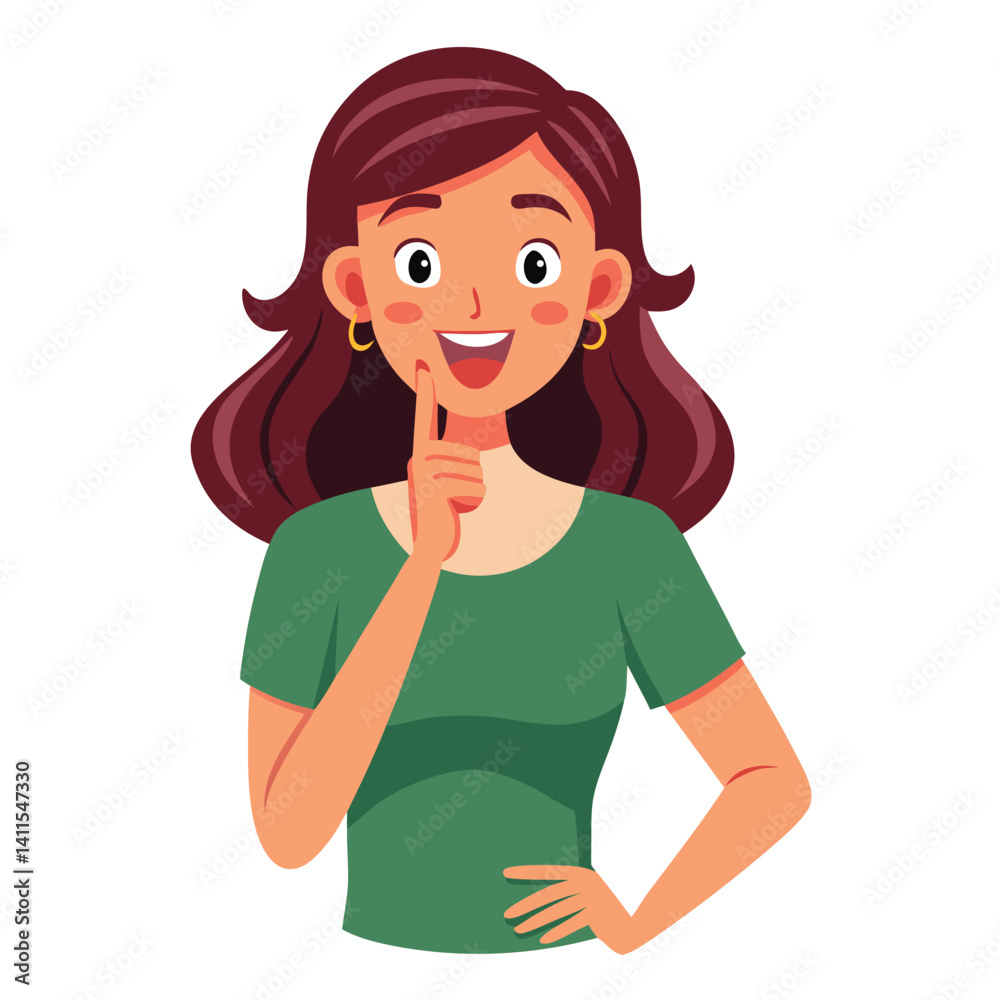 happy woman tells secret by putting palm to mouth happy woman tells secret by putting palm to mouth