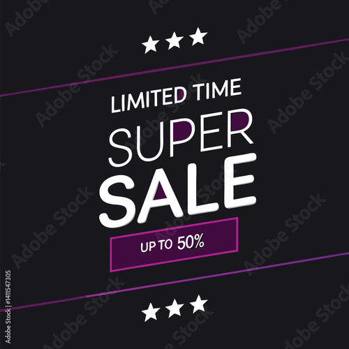 Vector illustration super sale banner template design, Big sales special offer. 