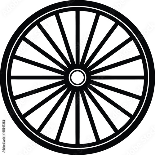 Wagon Wheel Silhouette Vector | Western, Vintage Transport & Rustic Icon Vector