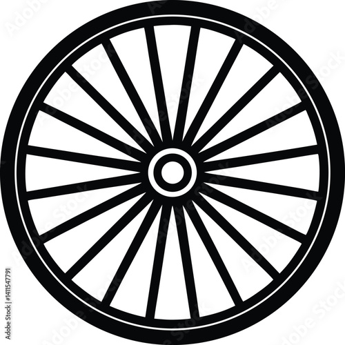 Wagon Wheel Silhouette Vector | Western, Vintage Transport & Rustic Icon Vector