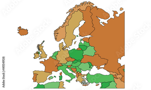 Europe map vector flat color vector design illustrator 