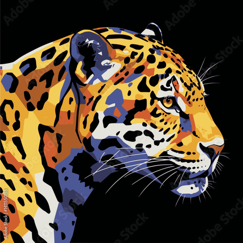 Abstract face Leopard. Nature animals. Vector illustration. Multilayer SVG file without gaps between paths.