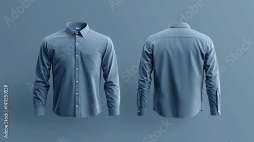 Blue Denim Long Sleeve Shirt Mockup