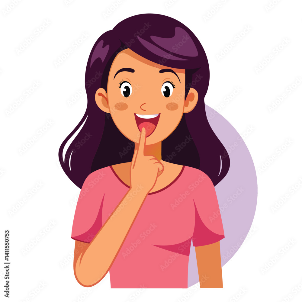 happy woman tells secret by putting palm to mouth happy woman tells secret by putting palm to mouth