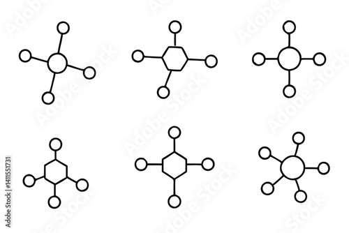 molecular structure line art minimal science design