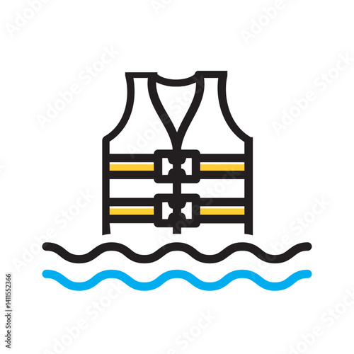 Vector multi color icon for Life jacket