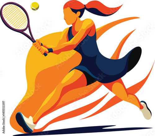 Female tennis player vector illustration