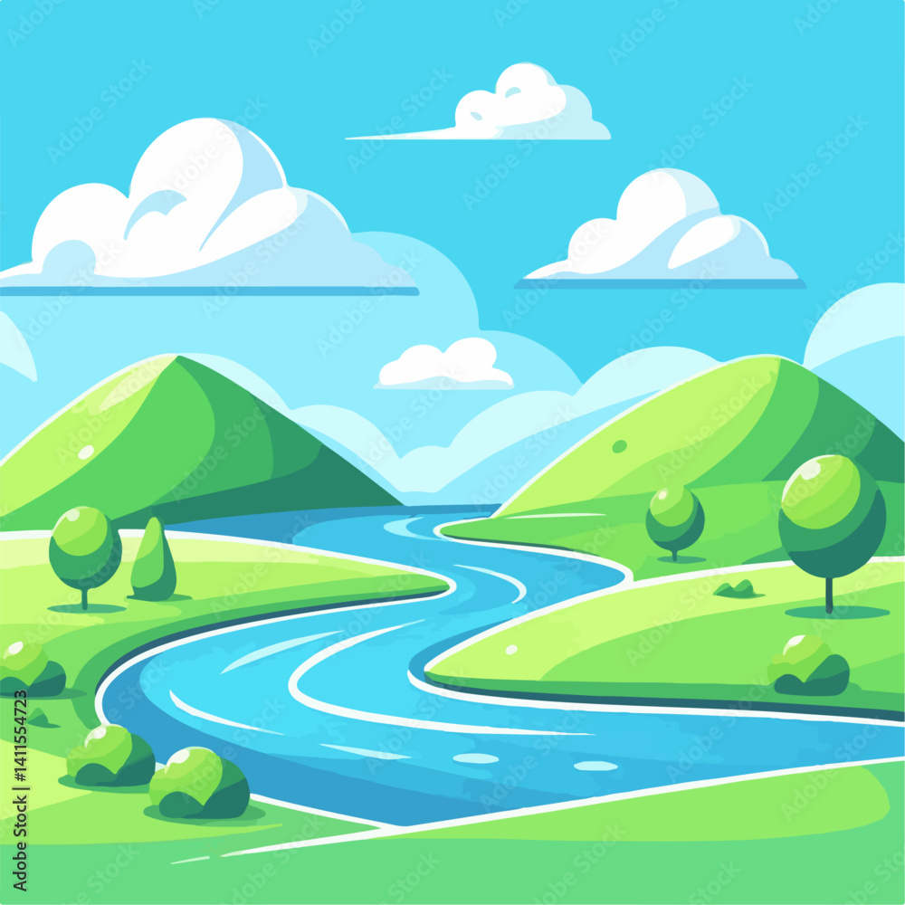 Obraz premium vector illustration of a landscape