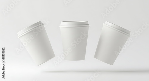 Wallpaper Mural Three Blank White Disposable Coffee Cups Mockup Torontodigital.ca
