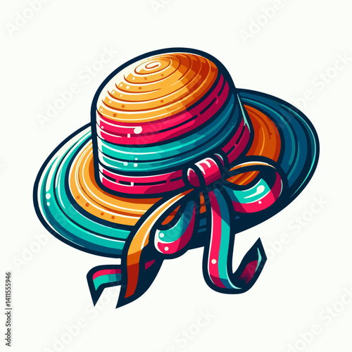 colorful women's hat vector illustration 