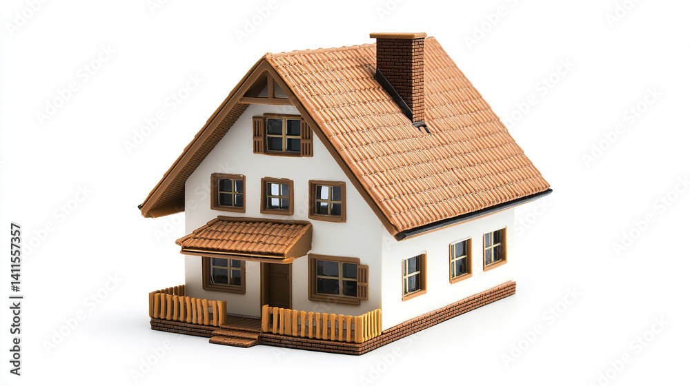 charming model house with brown roof and white walls charming model house with brown roof and white walls
