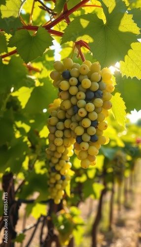 Wallpaper Mural Sunlight dapples green grapes hanging on a vine, image, vineyard, still life Torontodigital.ca