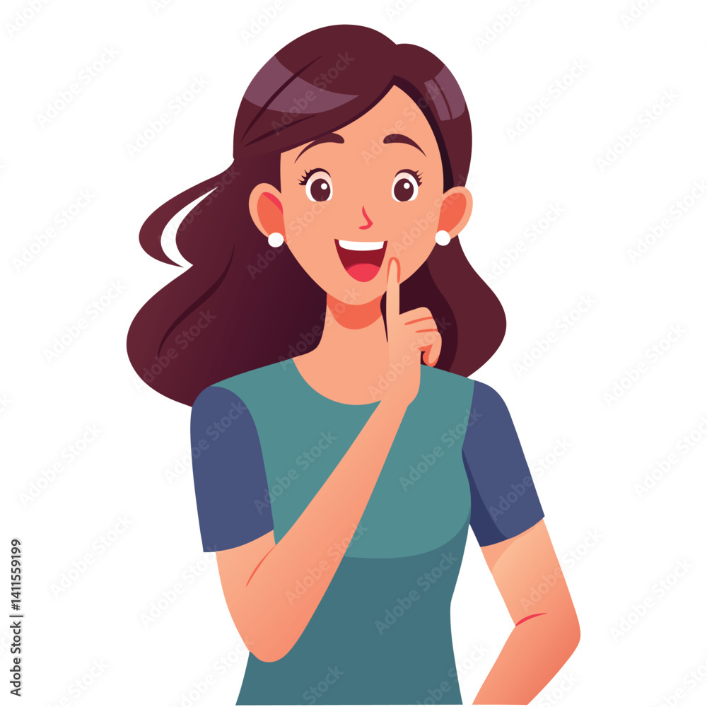 happy woman tells secret by putting palm to mouth happy woman tells secret by putting palm to mouth