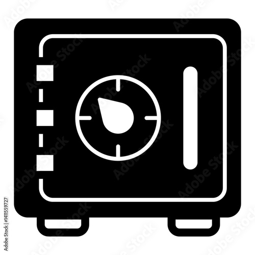 Safe with digit wheel lock solid icon, bank money account concept. Vector graphics. Deposit box safekeeping sign on white background, glyph style mobile or design.