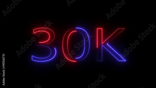 30k animation neon text effect video motion on black background.
