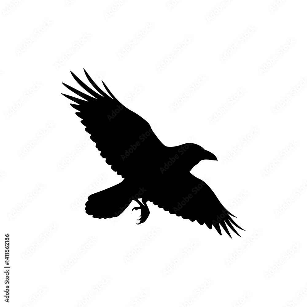 Obraz premium crow flying silhouette icon vector flat design.