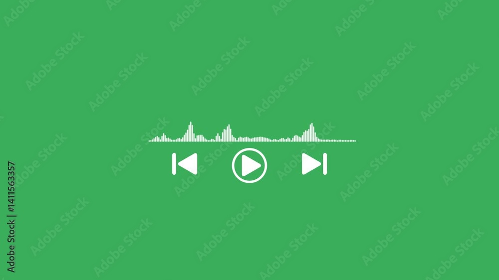 Play bar online music application with play pause icons, Audio player interface with loading bar, buttons, sound wave icon. Graphic mediaplayer panel template for mobile apps