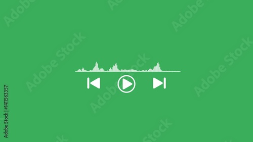 Play bar online music application with play pause icons, Audio player interface with loading bar, buttons, sound wave icon. Graphic mediaplayer panel template for mobile apps