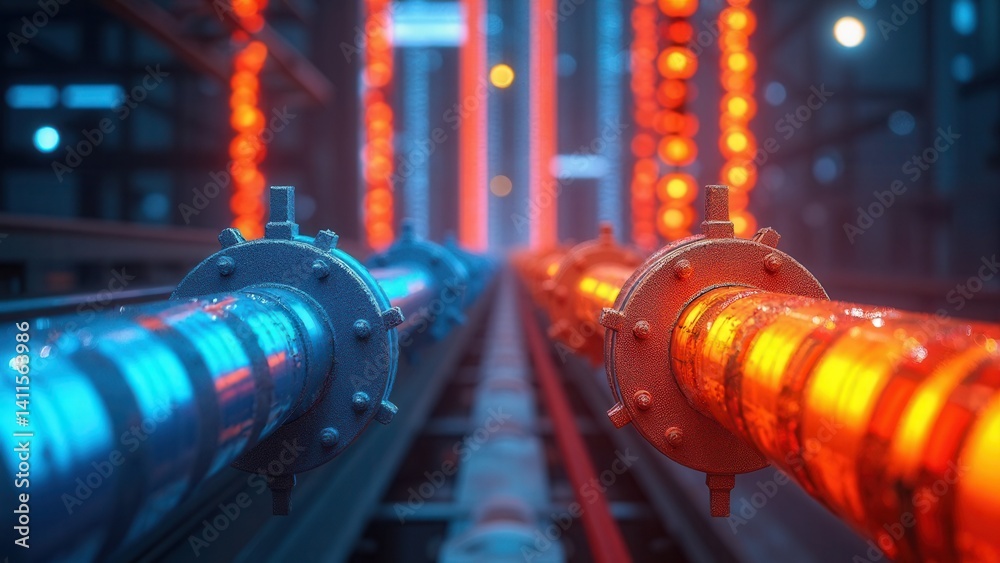 Pipes of thermal networks, top view.