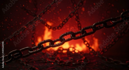 Burning chains abstract image