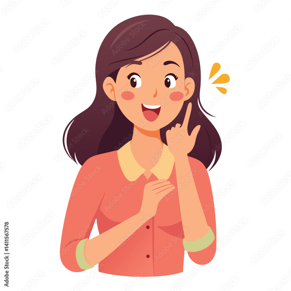 happy woman tells secret by putting palm to mouth happy woman tells secret by putting palm to mouth