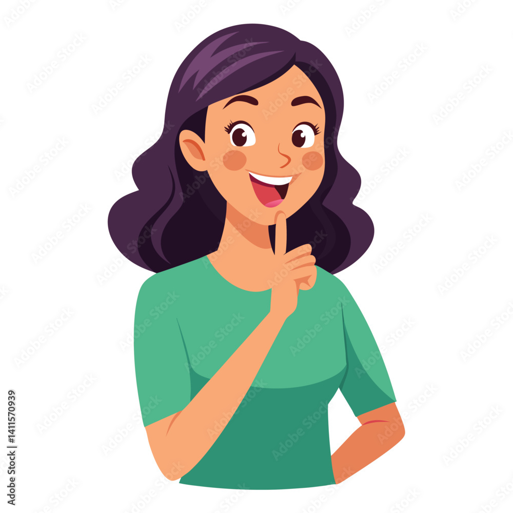 happy woman tells secret by putting palm to mouth happy woman tells secret by putting palm to mouth