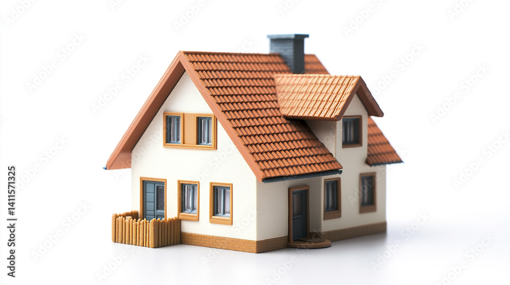 charming model house with red roof and white walls charming model house with red roof and white walls