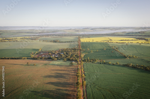 Aerial farm landscape in the Avon Valley in Western Australia