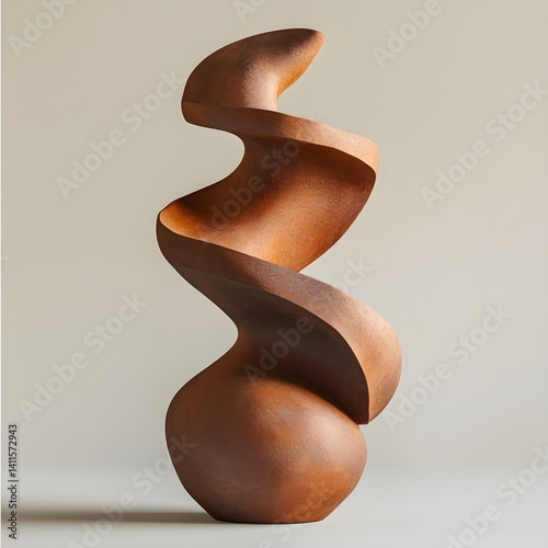 Abstract clay sculpture twisting in modern form 