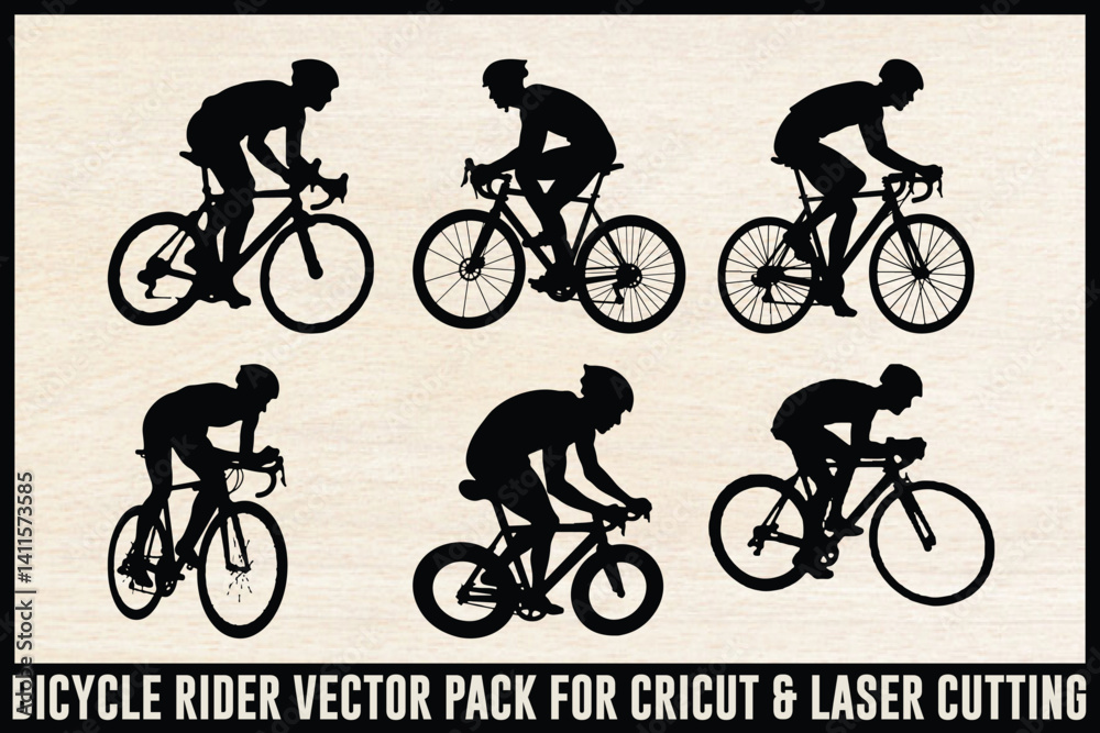 Fototapeta premium Cyclist Silhouette SVG Bundle | Bicycle Rider Vector Pack for Cricut & Laser Cutting