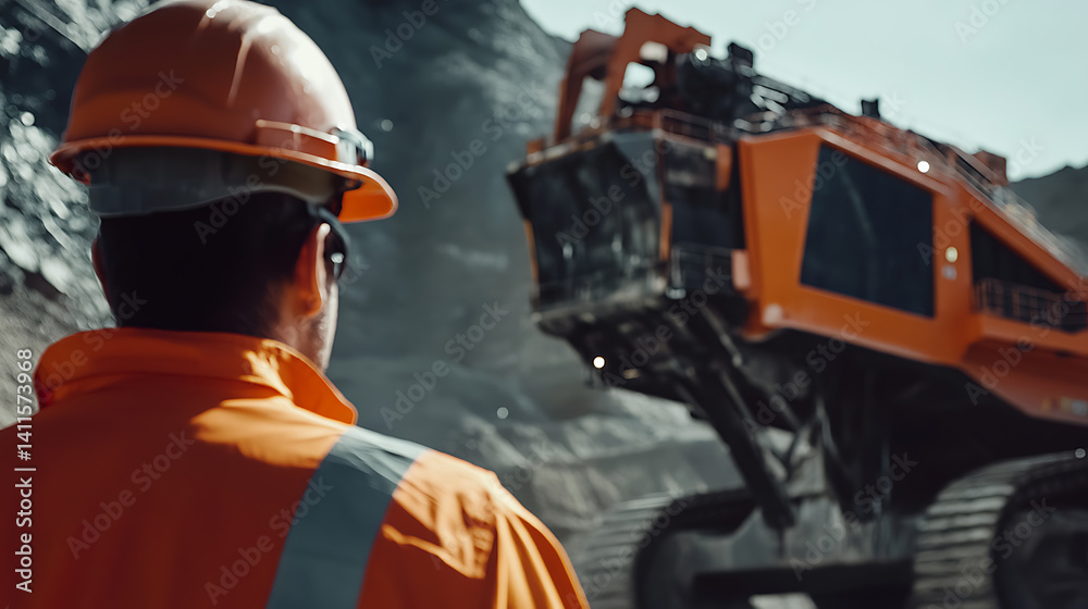 Engineer overseeing the installation of mining equipment. Featuring equipment installation Engineer overseeing the installation of mining equipment. Featuring equipment installation