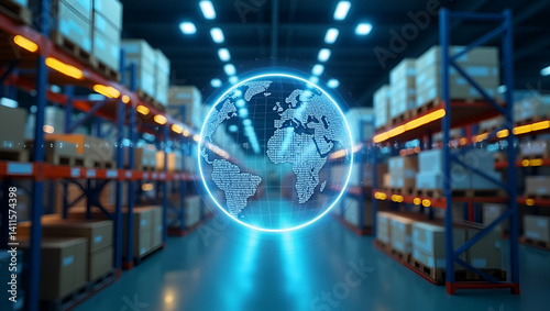 Advanced Supply Chain Strategy Framework: Logistics Optimization, Vendor Collaboration, Inventory Management for Enhanced Efficiency & Global Competitiveness - Photo Stock Concept with Empty Space