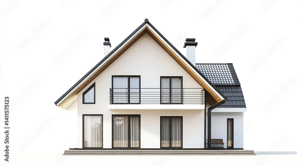 Modern house with gable roof and large windows, designed for rental Modern house with gable roof and large windows, designed for rental