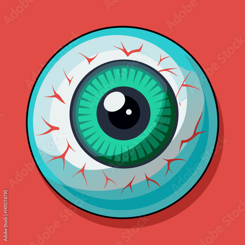 Cartoon eyeball illustration on a bright background  