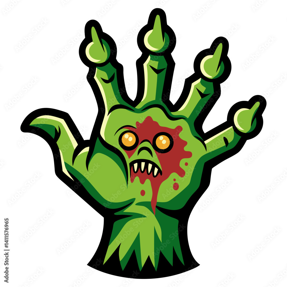 Zombie Hand Cartoon Character with Scary Expression Zombie Hand Cartoon Character with Scary Expression