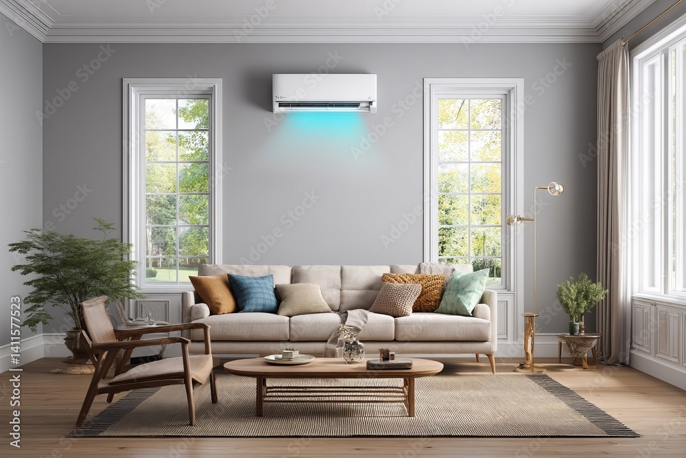 Fototapeta premium 冷風が出ているエアコン