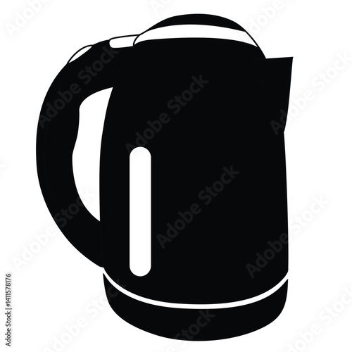 Cute cartoon hand drawn vector Electric kettle silhouette.