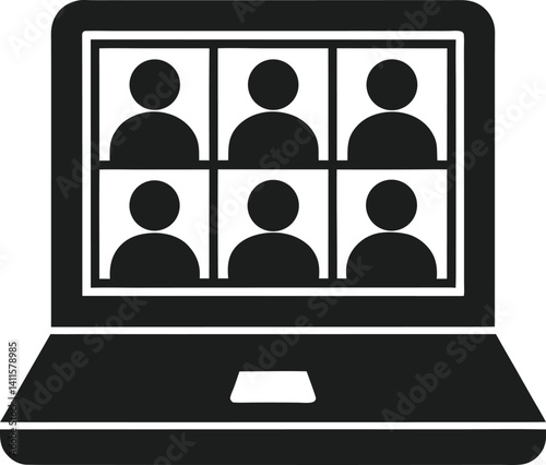 Silhouette of Remote Meeting Displayed on Laptop