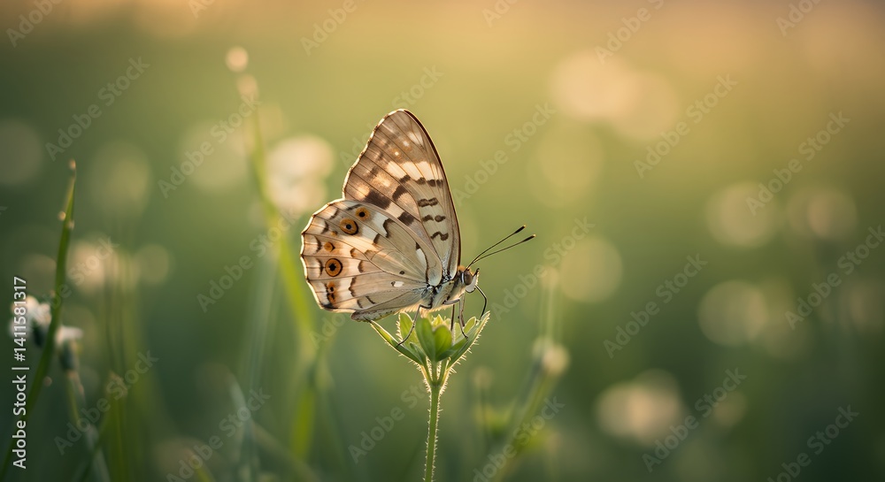 Obraz premium Golden Hour Butterfly: A Serene Nature Photography