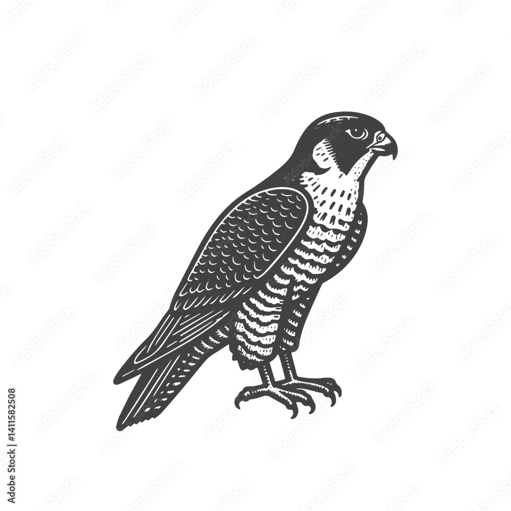 Fototapeta premium Simple Peregrine Falcon Side View Vector Icon Design – Vintage Retro Logo & Illustration