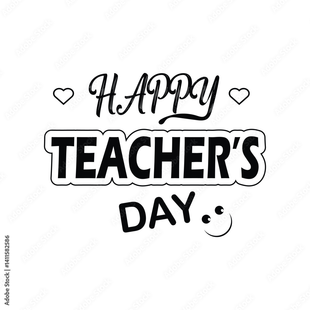 Fototapeta premium Happy teachers day typography vector with white background/ vector art/ typography/ design element