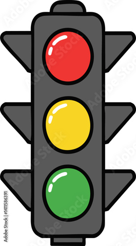 Traffic light showing red at top with yellow and green below.