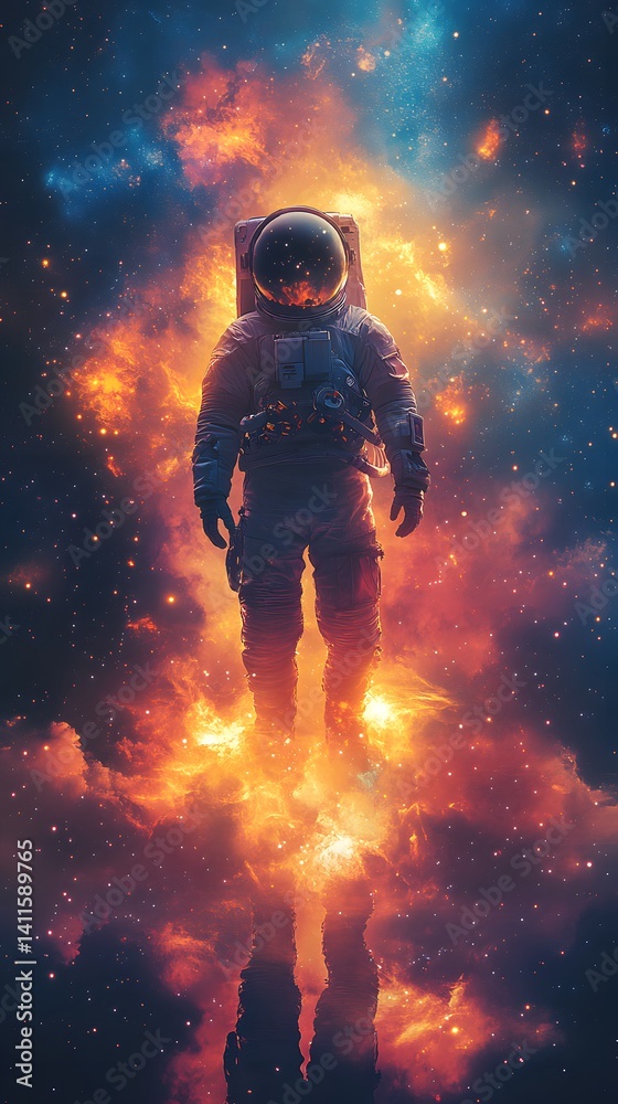 Obraz premium Sparkling Stars Cosmic Power Astronaut Galaxy Dreamy Energy Theme Image