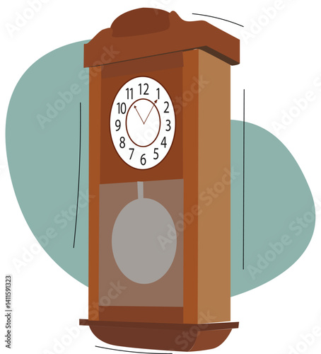 grandfather clock,vintage wall clock.Antique wooden clock 