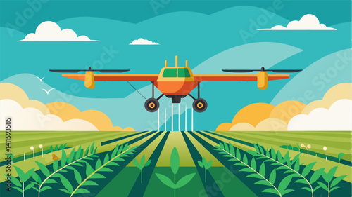 By taking over the physically demanding and potentially dangerous task of crop dusting automated systems allow farmers to focus on other aspects of their operations ultimately. Vector illustration