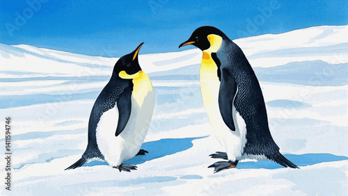 Chill brushstrokes penguin isolated watercolor vector illustration svg