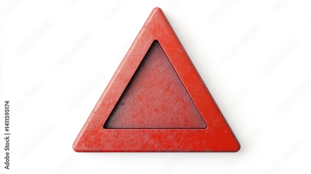A striking red warning sign stands out against a clean background. Its triangular shape symbolizes caution and safety. An essential tool for road safety awareness. Generative AI