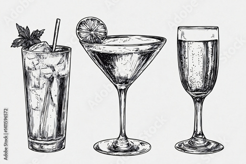set of cocktails