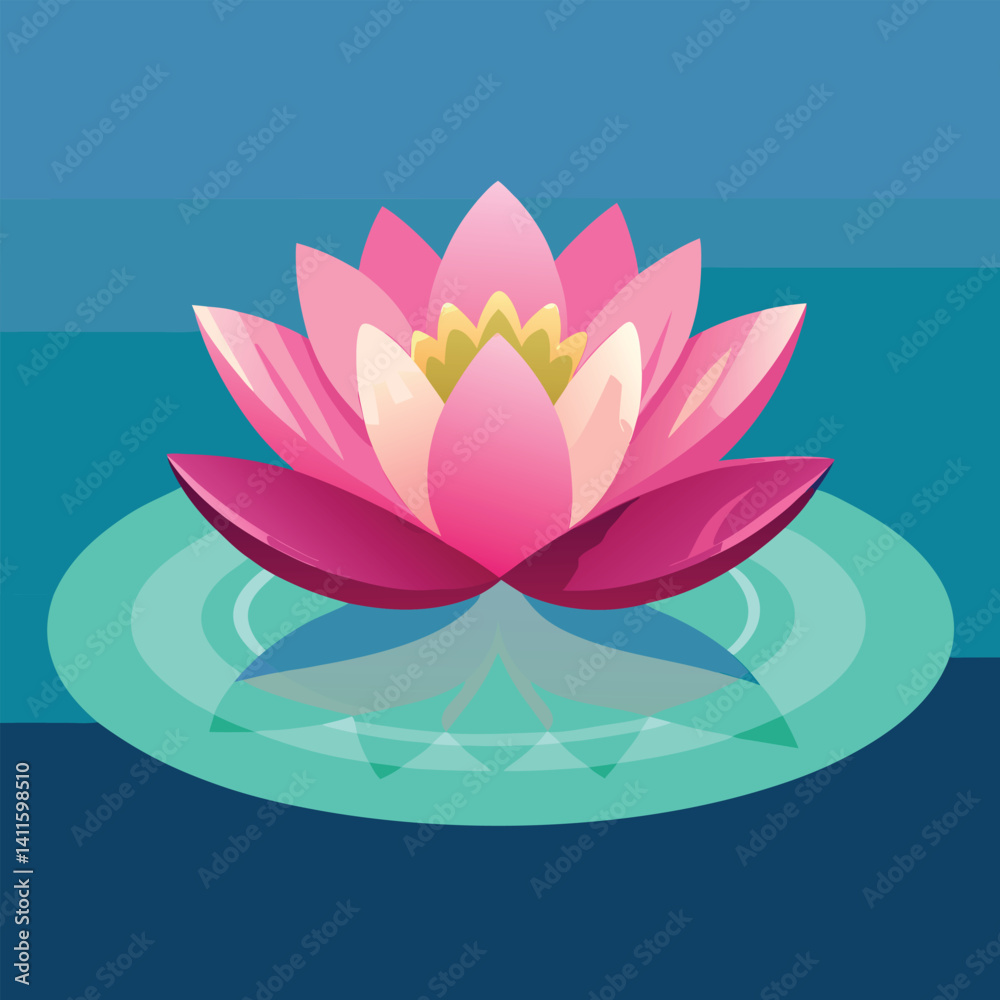 Fototapeta premium a photograph of a vibrant pink water lotus flower.