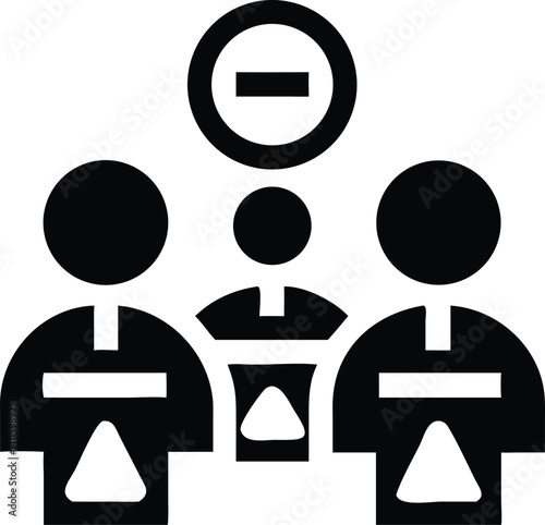 People Group Symbol with Minus Sign Circle Collective Black Pictogram